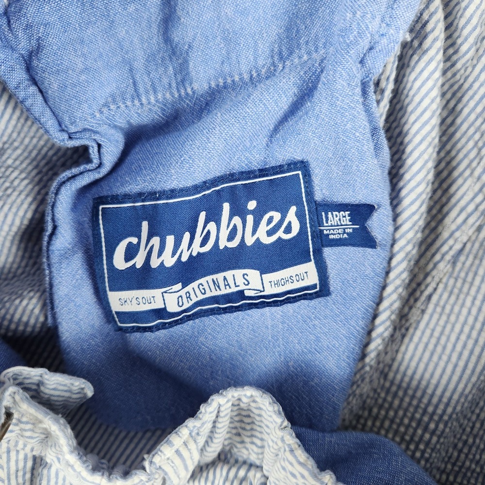 Chubbies Originals Shorts Men L Blue Seersucker Striped 5.5 Inseam Casual Summer - Picture 6 of 13